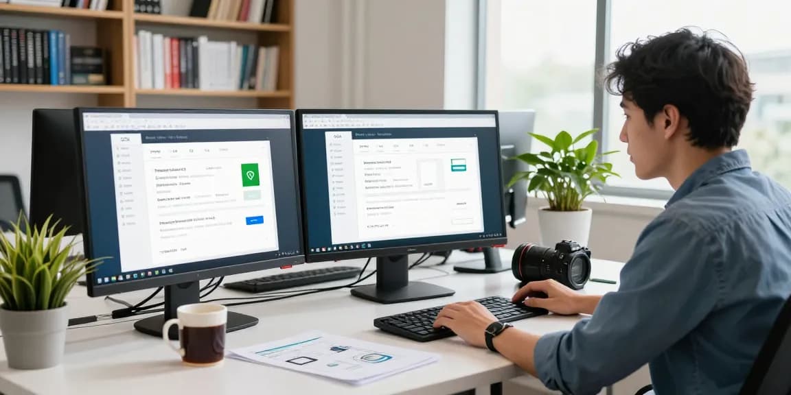 Focused user performing WPS Download in a modern office setting.