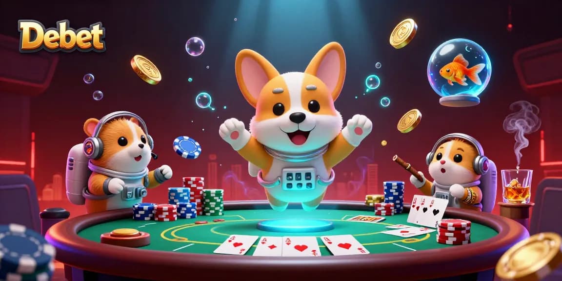 Debet offers thrilling gambling experiences with a playful astronaut corgi in a cosmic casino.