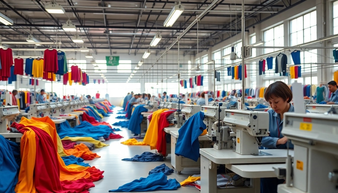 Workers in a Clothes Factory China engaged in garment production, illustrating skilled craftsmanship.