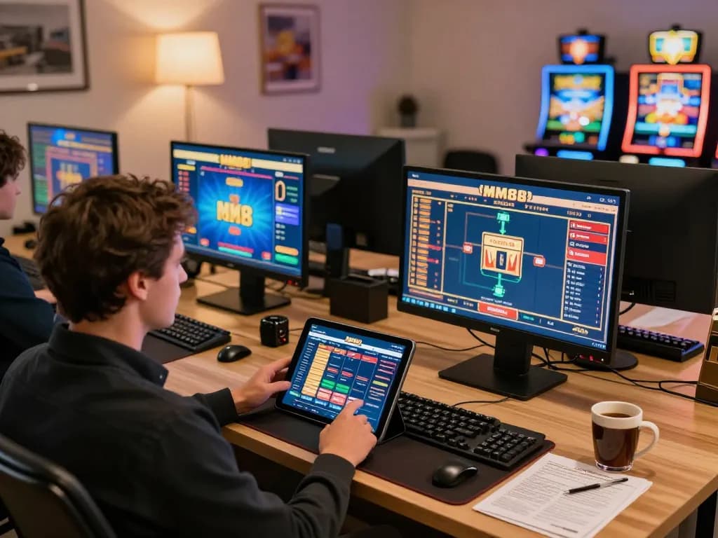 Player engaging with MM88 online casino app, showcasing vibrant gaming interface on tablet.