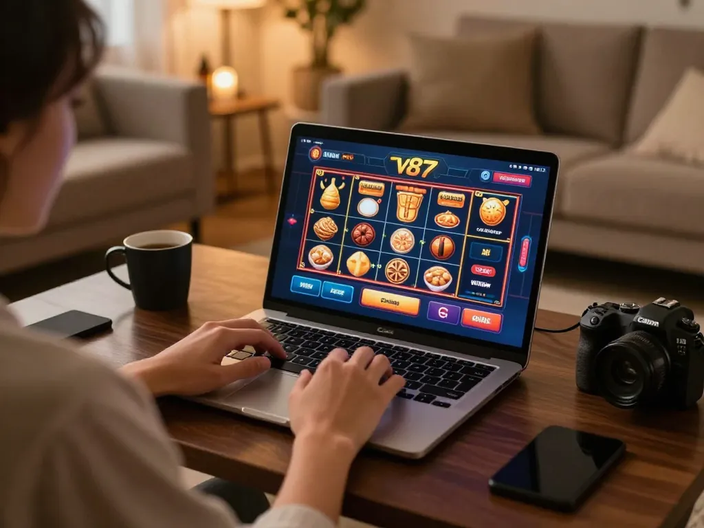 Sesi permainan online yang menarik di platform v87 yang menampilkan antarmuka kasino yang mengasyikkan dengan suasana yang nyaman.