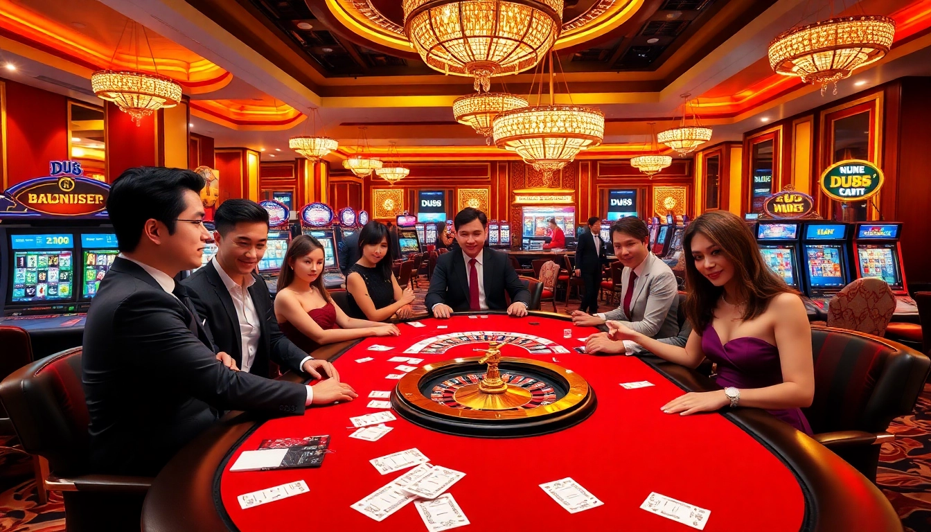 Engaging players enjoying a thrilling DU88 poker game experience with exciting casino elements.