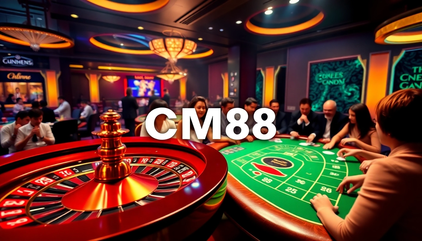 Players enjoying a lively poker game at CM88 casino.