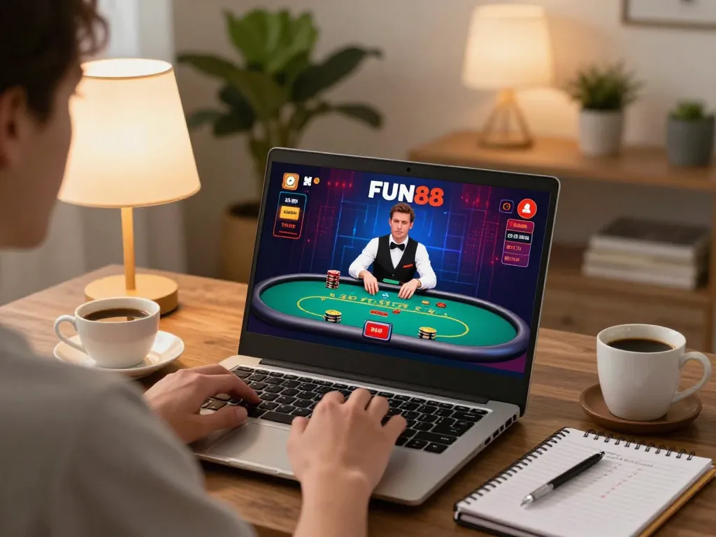 Engaging gameplay on FUN88 online casino with live poker action and strategic planning.