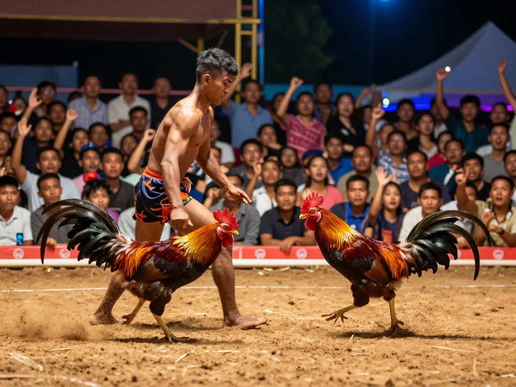 Witness thrilling đá gà thomo action at the live chicken fighting event featuring intense competition and vibrant audience engagement.