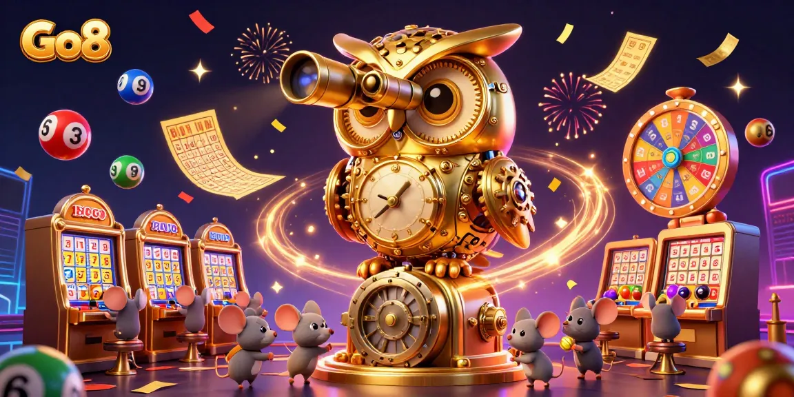 Experience the excitement of Go8 Casino with vibrant games and lottery elements in a dynamic 3D scene.