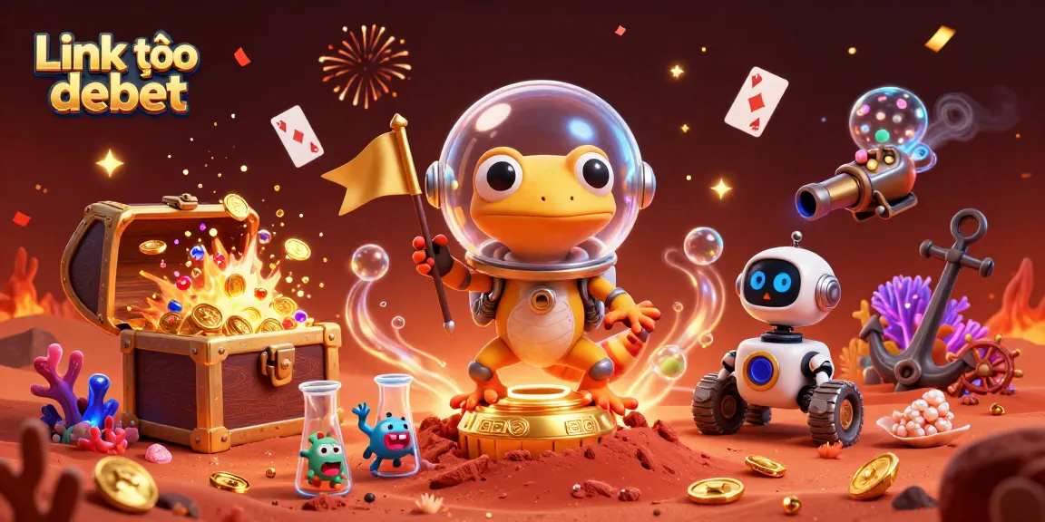 Experience the excitement of Link vào debet with a Martian gecko in a golden casino scene bursting with treasures.