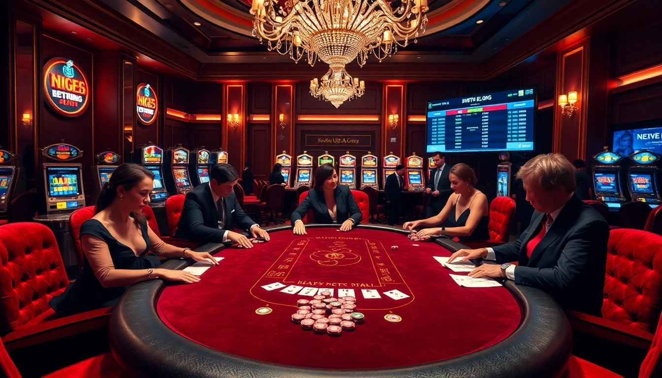 Engaging scene at U88 casino with poker players at a luxurious table, showing vibrant gambling activity.