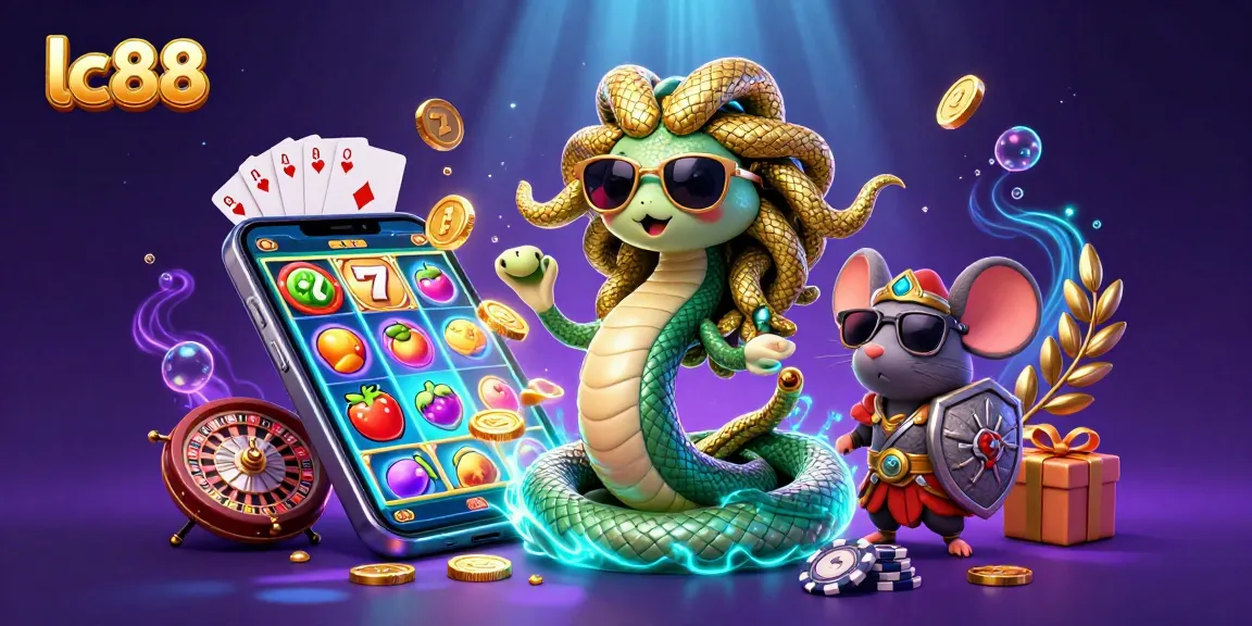 Engage with lc88's vibrant casino world featuring Medusa and dynamic slot game elements.