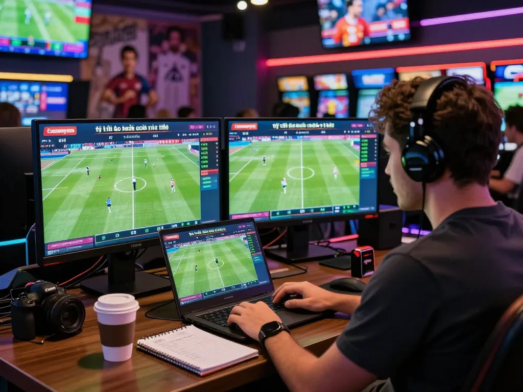 Exciting online betting atmosphere showcasing tỷ lệ kèo nhà cái trực tuyến for live football matches.