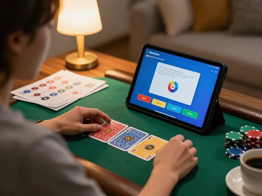 Engaging online poker gameplay at home with vuabet88i platform showcased on tablet screen