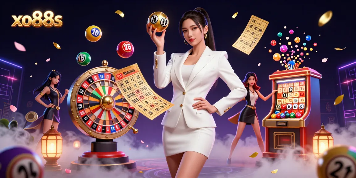 Experience excitement with xo88s at a lavish casino scene featuring vibrant lottery elements.
