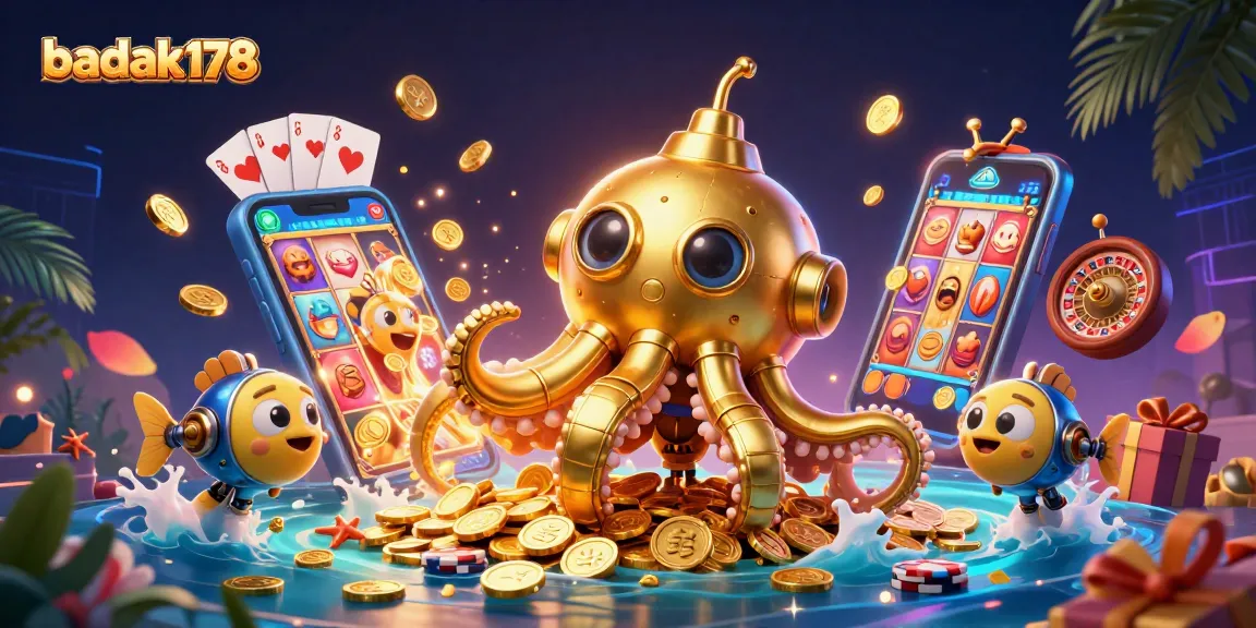 Engage with exciting slot games featuring badak178's golden kraken in dynamic 3D art