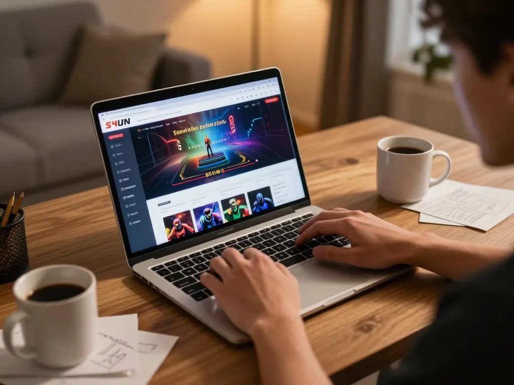 Engaging experience using Sun win online casino platform on a laptop