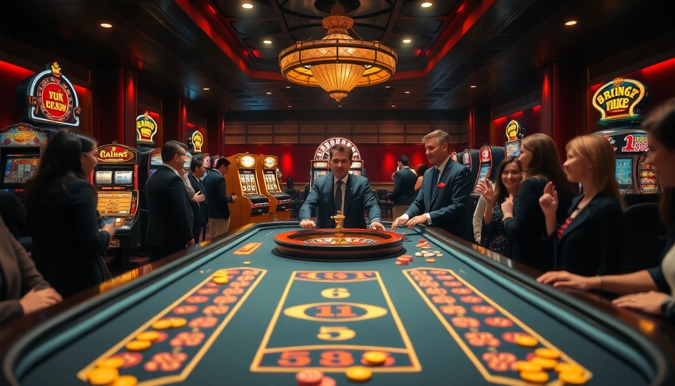 Players engaging in an exciting game at the 55WW casino table, showcasing vibrant casino elements.