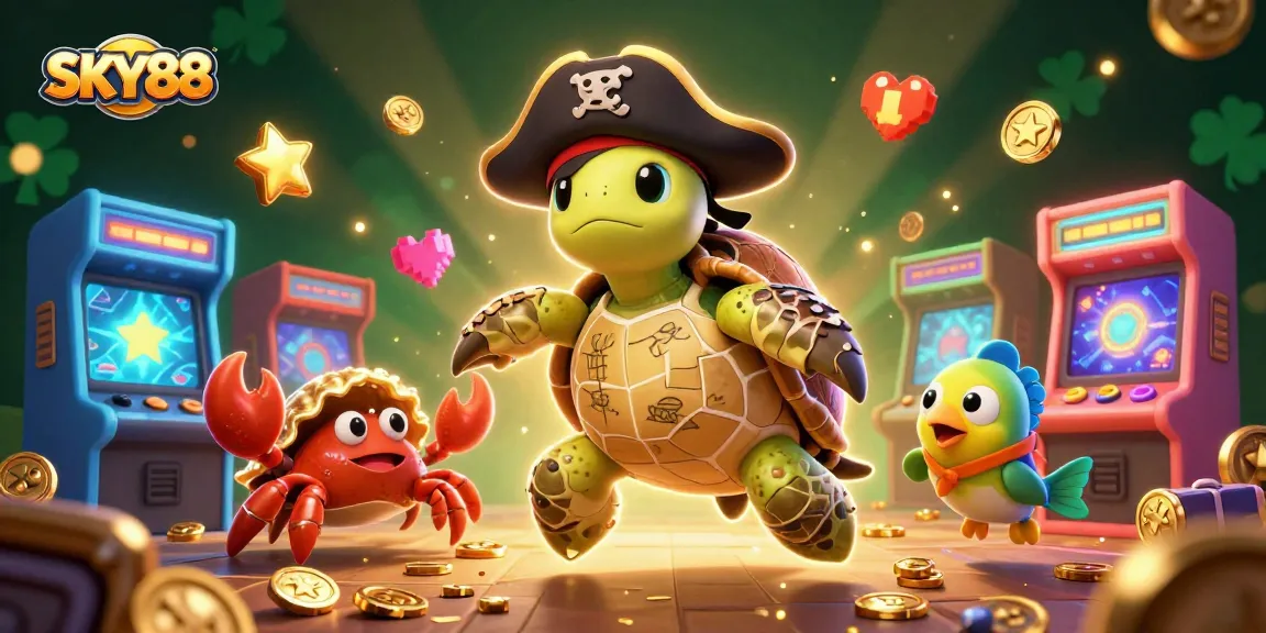 Engage with exciting gaming opportunities at SKY88, showcasing colorful arcade elements and vibrant characters.