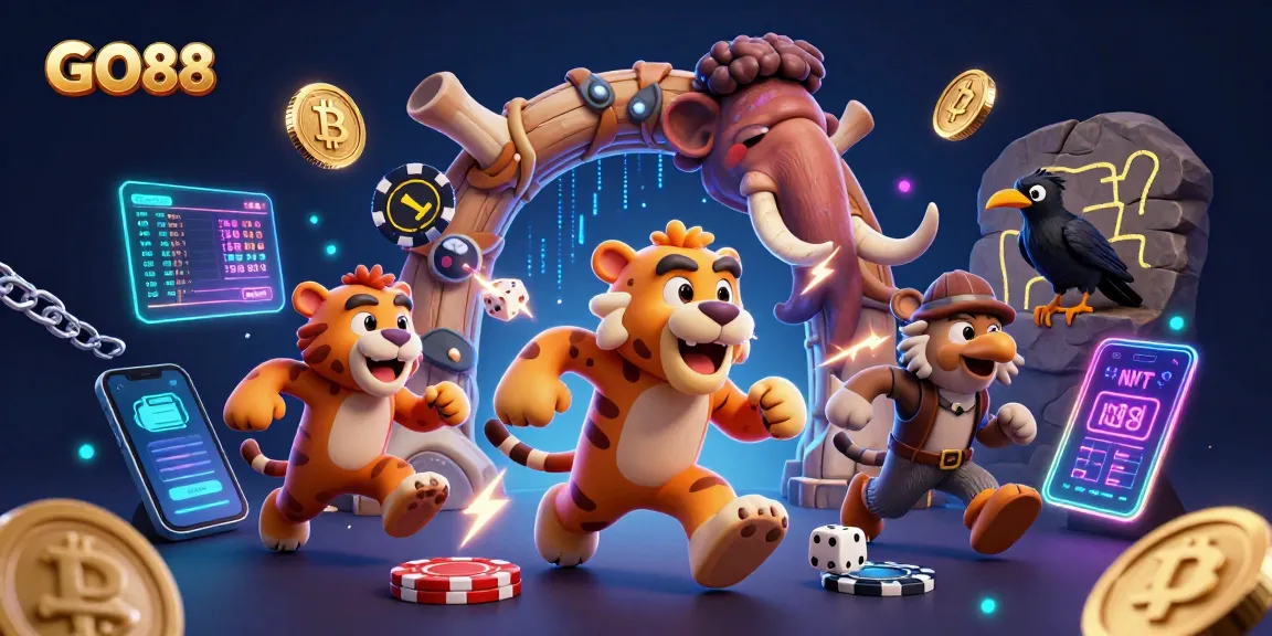 Join GO88 for thrilling gameplay as the caveman and sabertooth tiger take your bets in an exciting casino.