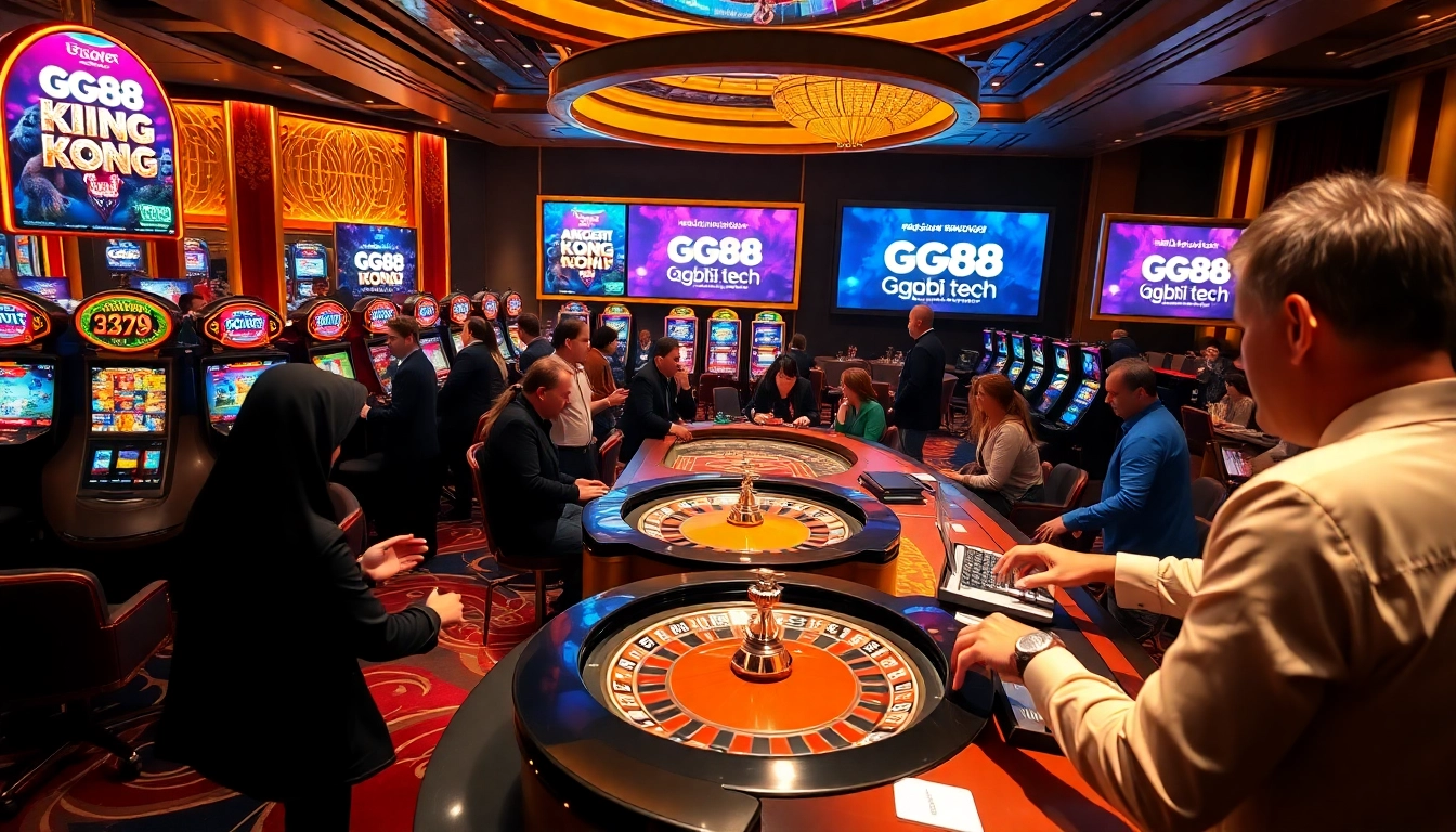 Experience the thrill of gaming at https://gg88.tech/, featuring vibrant poker and roulette tables in a rich casino atmosphere.