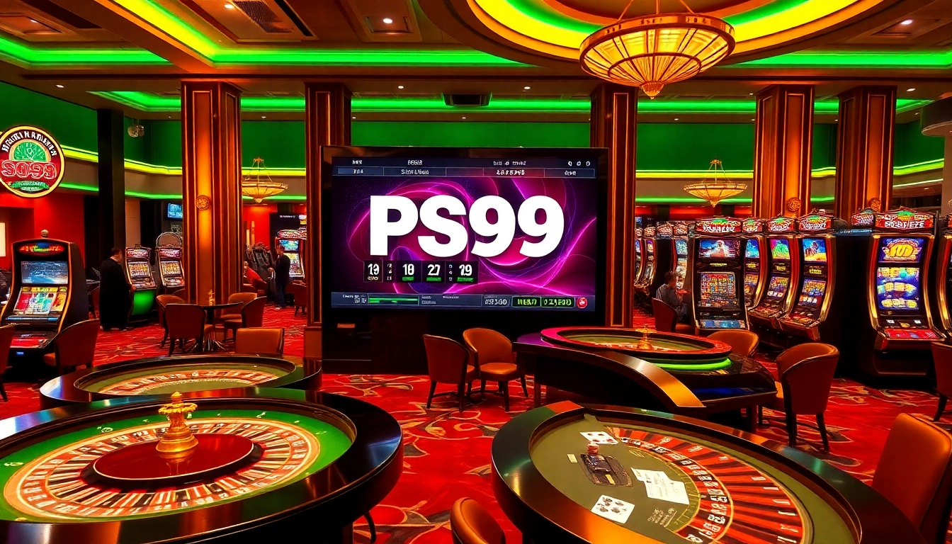 Experience thrilling games at PS99, showcasing vibrant casino tables and dynamic betting action.