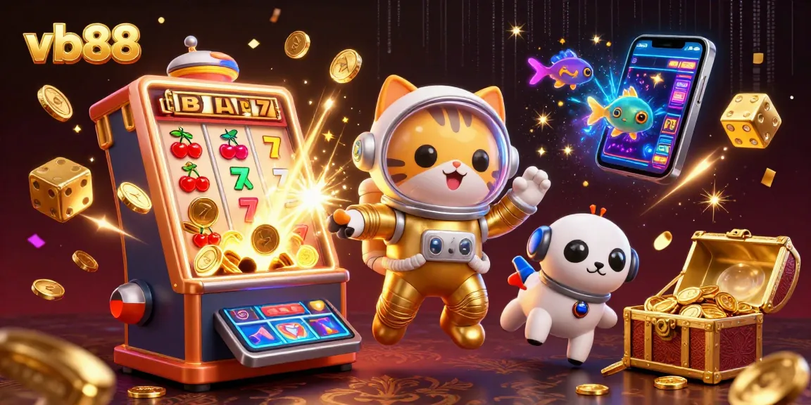 Engage in gaming adventures with vb88, showcasing exciting jackpots and animated characters.