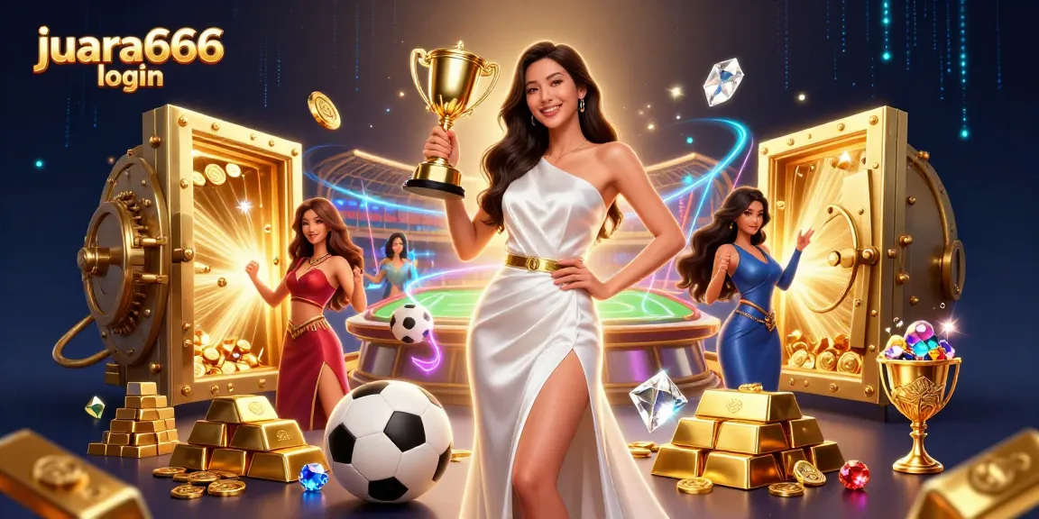Rasakan kegembiraan dari login juara666 dengan seorang wanita Asia glamor merayakan kemenangan di kasino online.