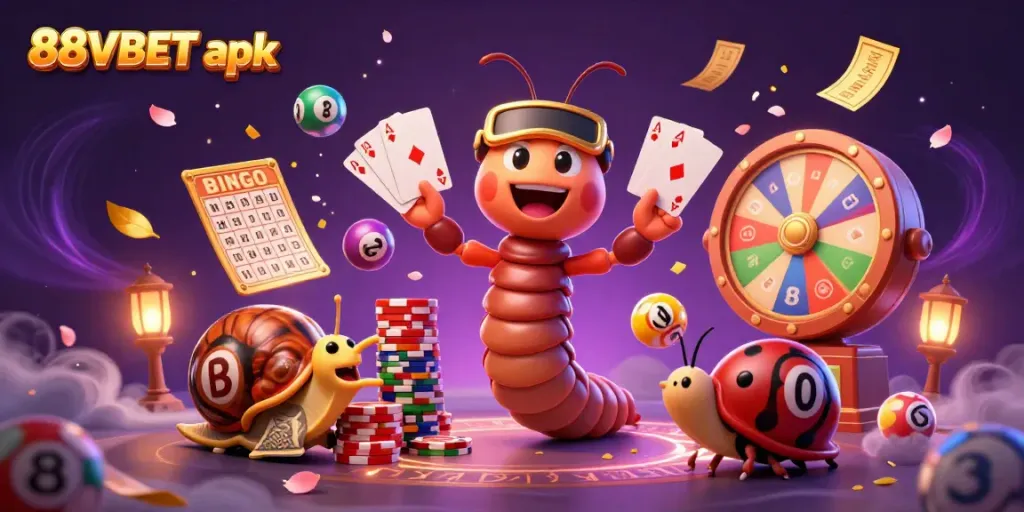Experience the exciting action of 88VBET apk with colorful elements in a dynamic casino scene.