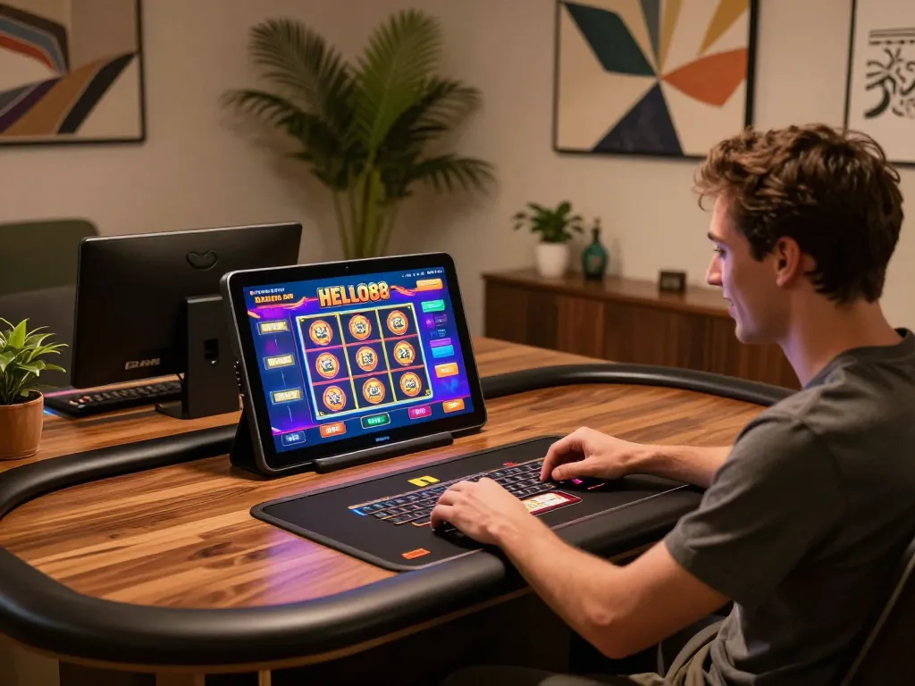Engaging gameplay on HELLO88's online casino interface, highlighting a player's excitement.