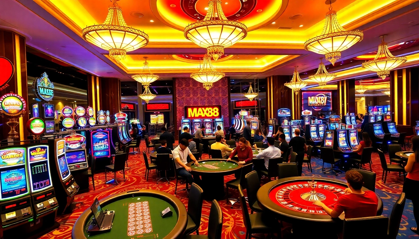 Experience thrilling gaming at MAX88 with luxurious tables and vibrant slot machines.