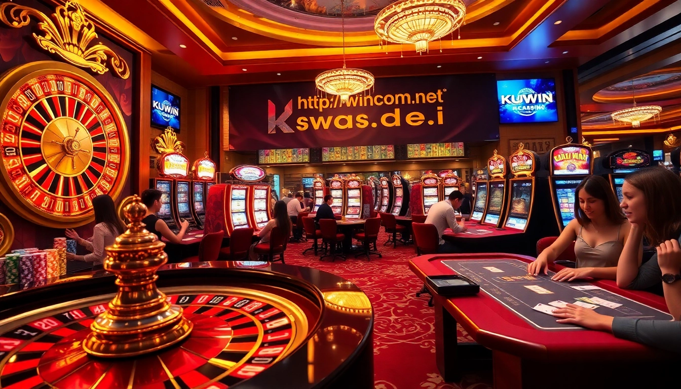 Engage in thrilling casino games at https://kuwincom.net/ with exciting poker chips and slot machines.
