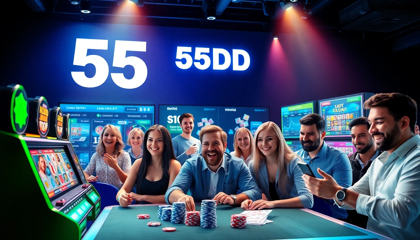 Engaging players enjoying the 55DD online gambling platform with diverse gaming options.