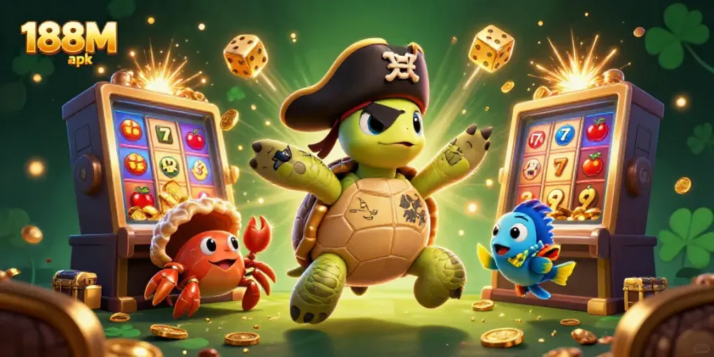 Experience the thrill of 188M apk with 3D characters and vivid casino elements engaged in action.