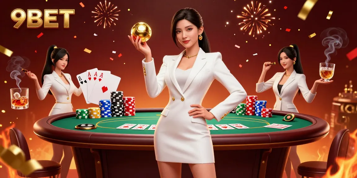 Experience thrilling gameplay at 9BET Casino featuring a stunning woman holding a roulette ball amidst vibrant casino elements.
