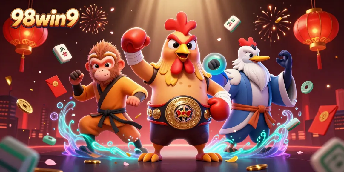 Engage with thrilling gaming experiences on 98win9, featuring vibrant characters and dynamic casino elements.