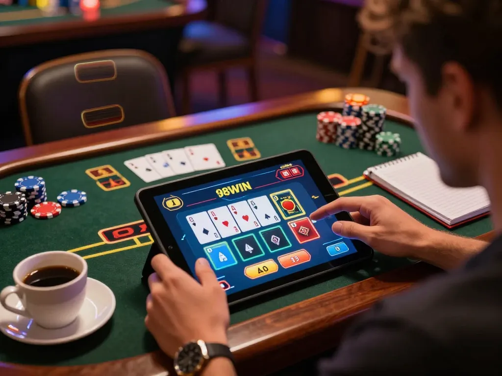 Engaging in live blackjack on 98WIN, showcasing vibrant online casino experience.