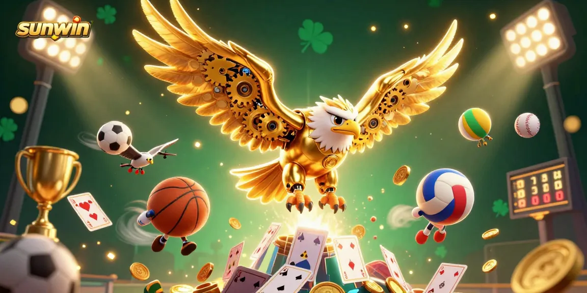 Experience thrilling gameplay with sunwin, featuring a golden eagle amidst dynamic sports betting elements.