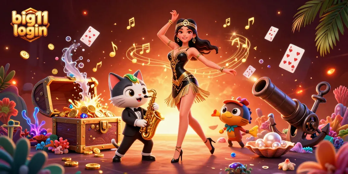Bergabunglah dengan keseruan di big11 login dengan adegan 3D yang dinamis menampilkan elemen kasino dan karakter yang ceria.
