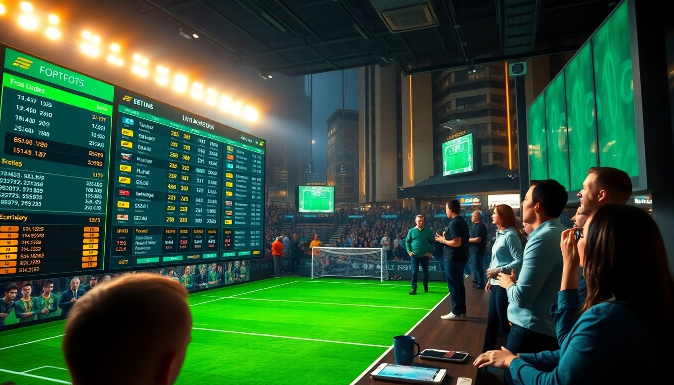 Dynamic sports betting scene highlighting keonhacai with real-time odds and enthusiastic bettors.