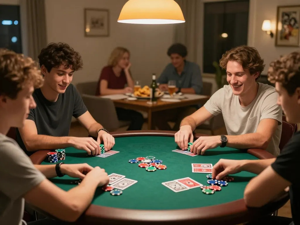 Engage with the App Vin88 during an exciting home poker night with friends at the table.