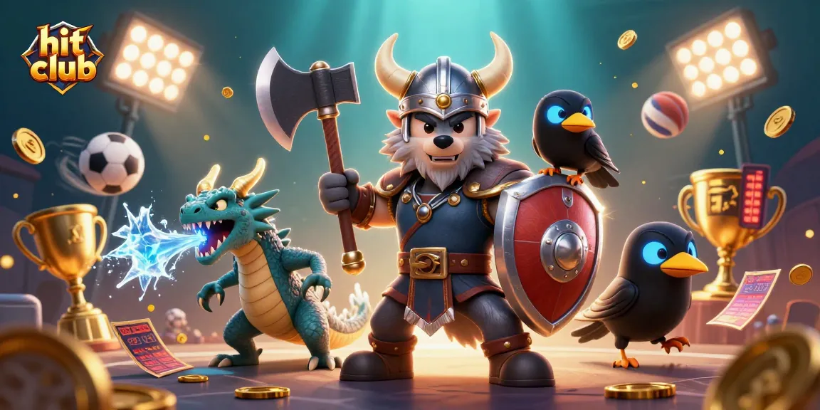 Engage in winning strategies at hit club with dynamic 3D gambling scene featuring Viking wolf warrior.