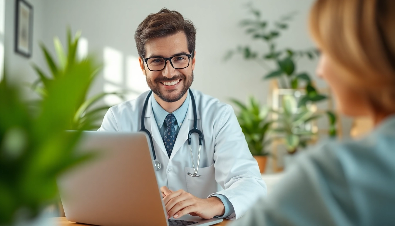 Engaging fast telehealth consultation online with a doctor in a cozy home office setting.