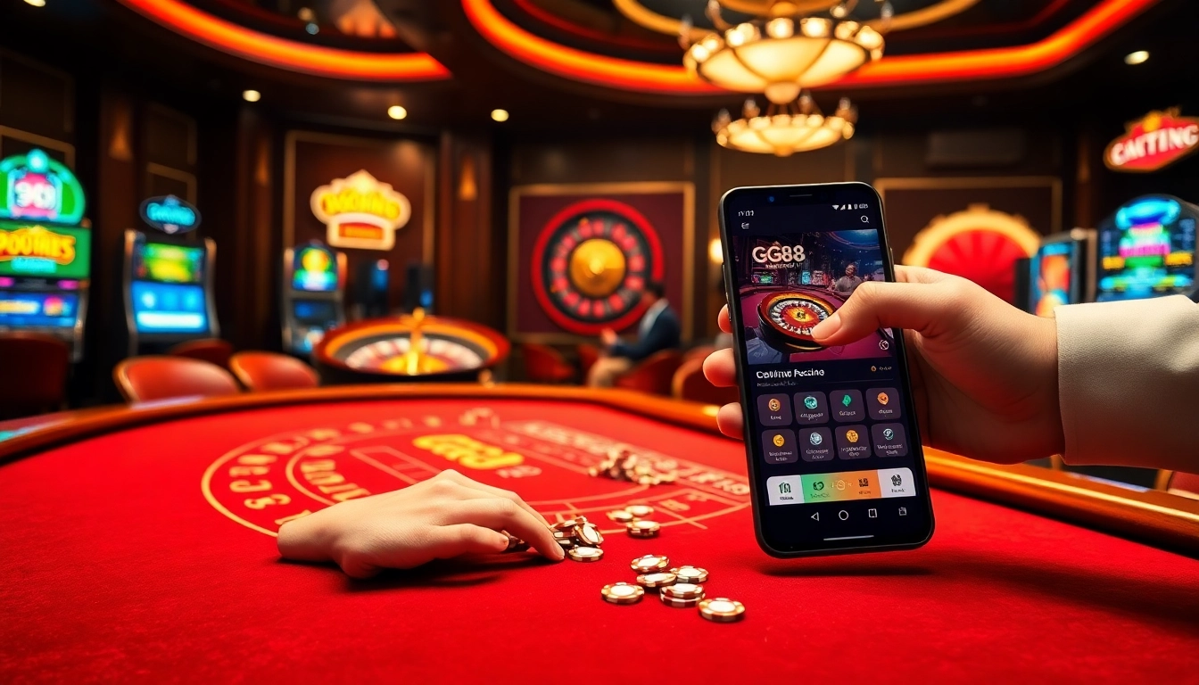 Placing a bet on GG88 baccarat table in an upscale casino environment.