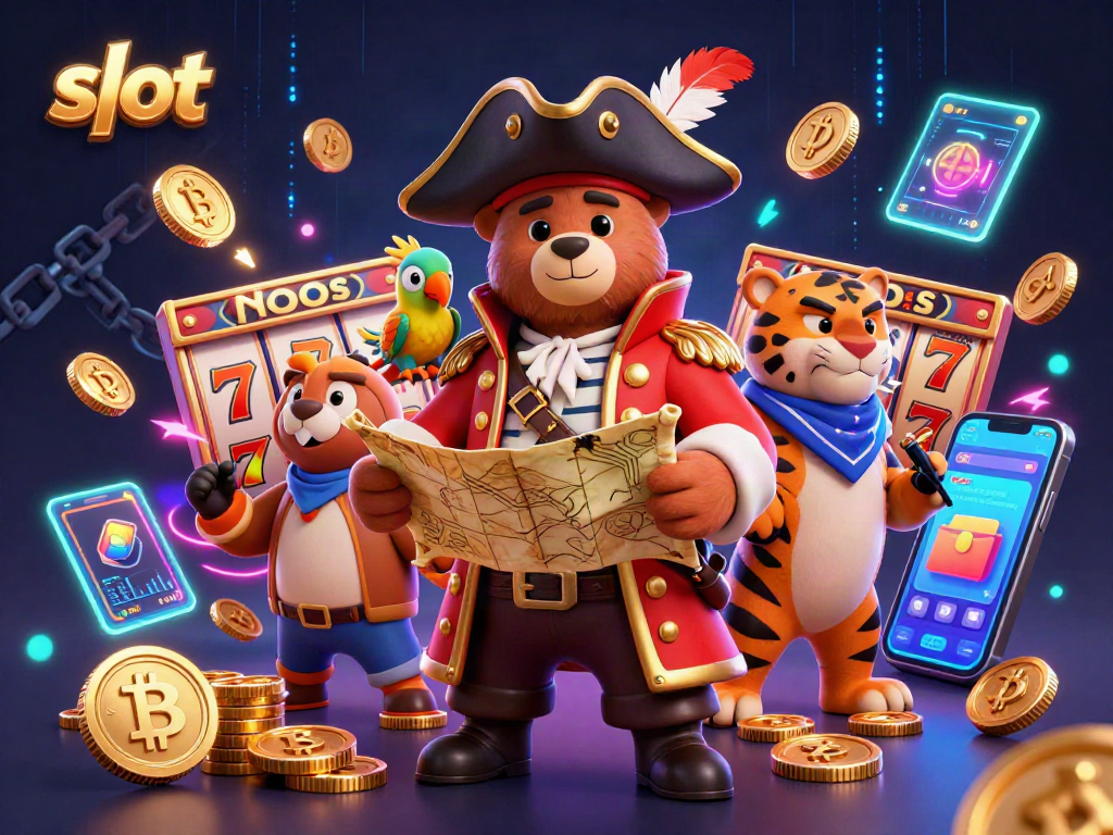 Engage with exciting slot action featuring vibrant characters and dynamic game elements in a colorful casino scene.