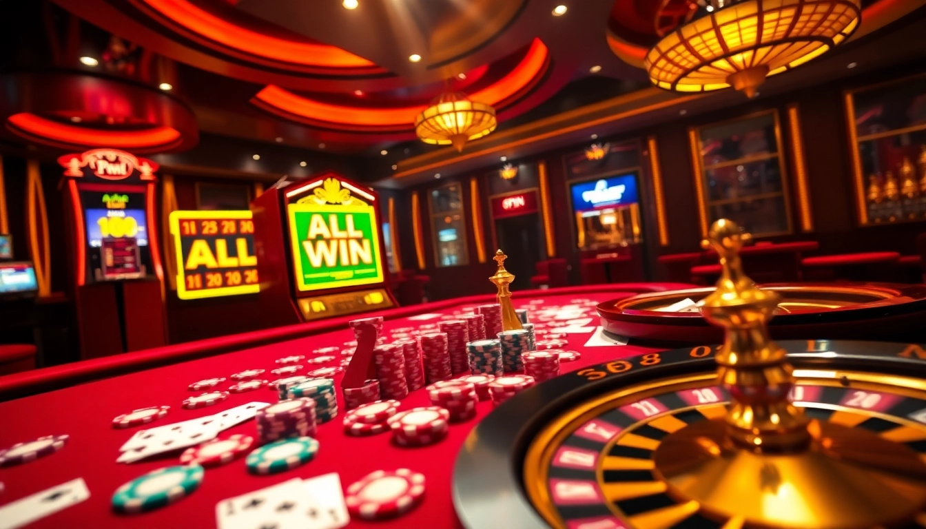 Engaging scene of online gambling at https://bj881.it.com/ with vibrant casino elements, highlighting excitement.