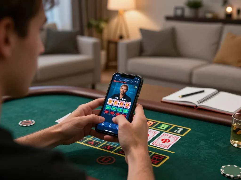 Engaging with the Jun88 casino app for baccarat gameplay on smartphone at home