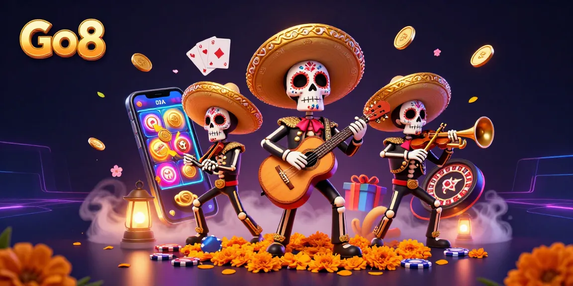 Experience winning with Go8’s vibrant 3D casino illustration showcasing dynamic slot gameplay.