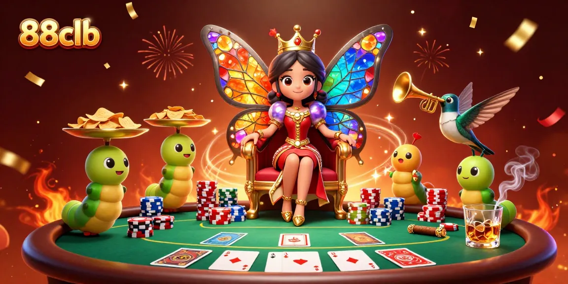 Experience vibrant gaming action with 88clb's festive casino scene illustrating rich elements of poker.