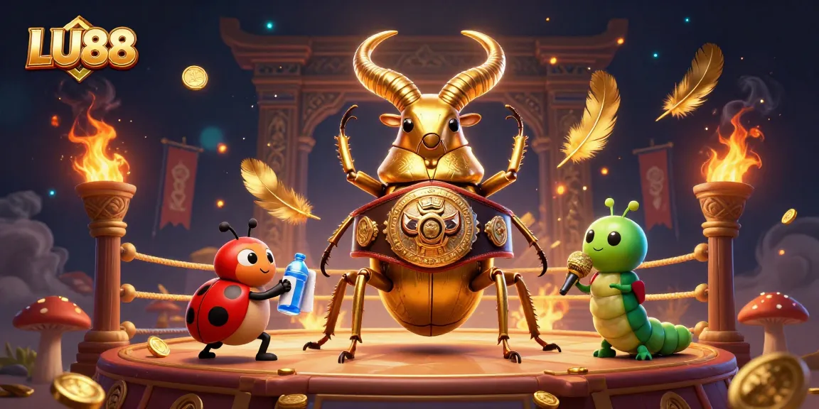 Engage with LU88's vibrant casino experience illustrated in a dynamic 3D scene featuring exciting characters.