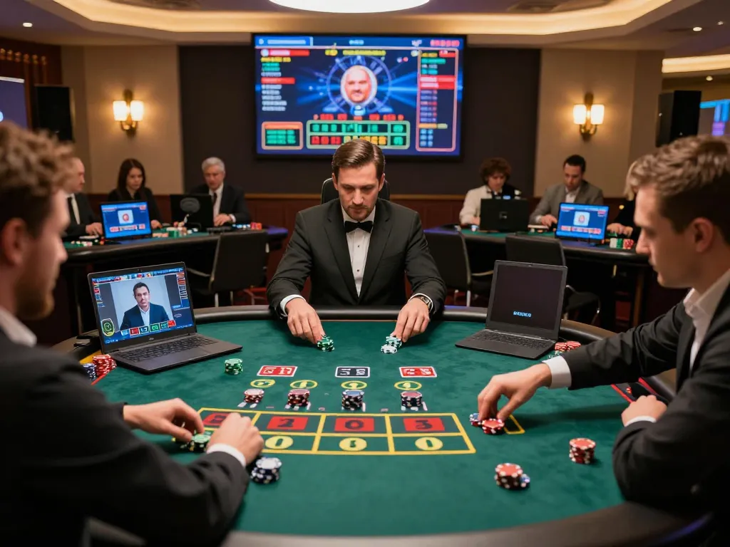 VU88 players engaged in strategic virtual blackjack at an upscale online casino