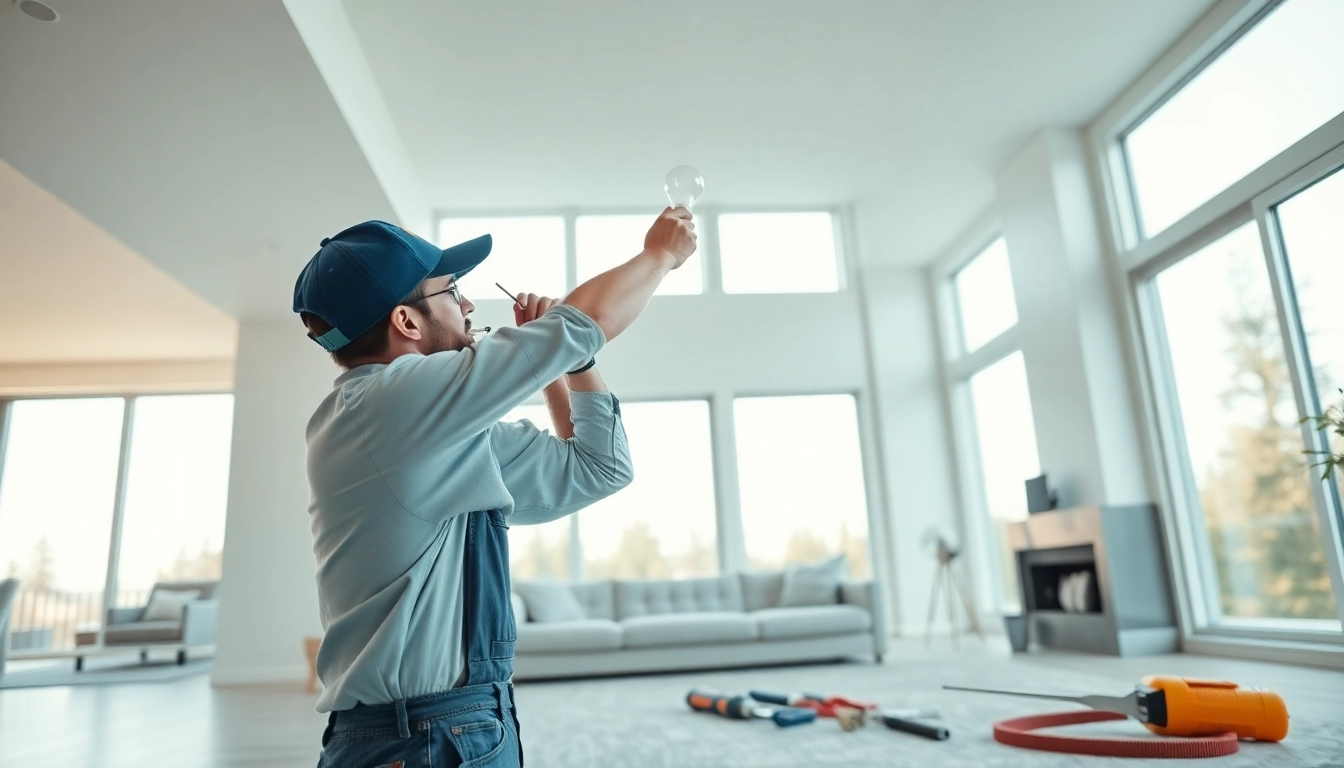 Skilled residential electrician Vancouver installing modern fixtures with precision and care.
