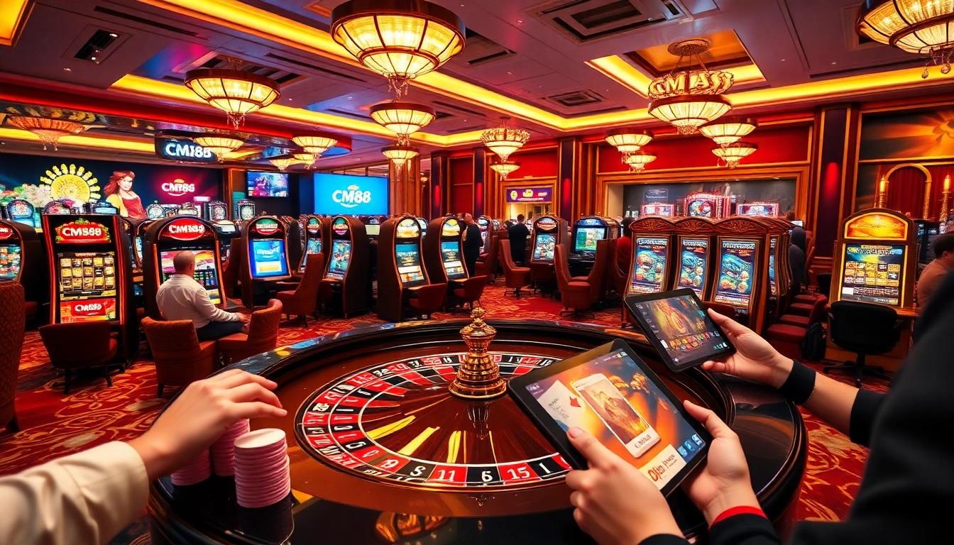 Engaged players enjoying high-stakes games at CM88's vibrant casino environment.